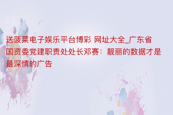 送菠菜电子娱乐平台博彩 网址大全_广东省国资委党建职责处处长邓赛：靓丽的数据才是最深情的广告